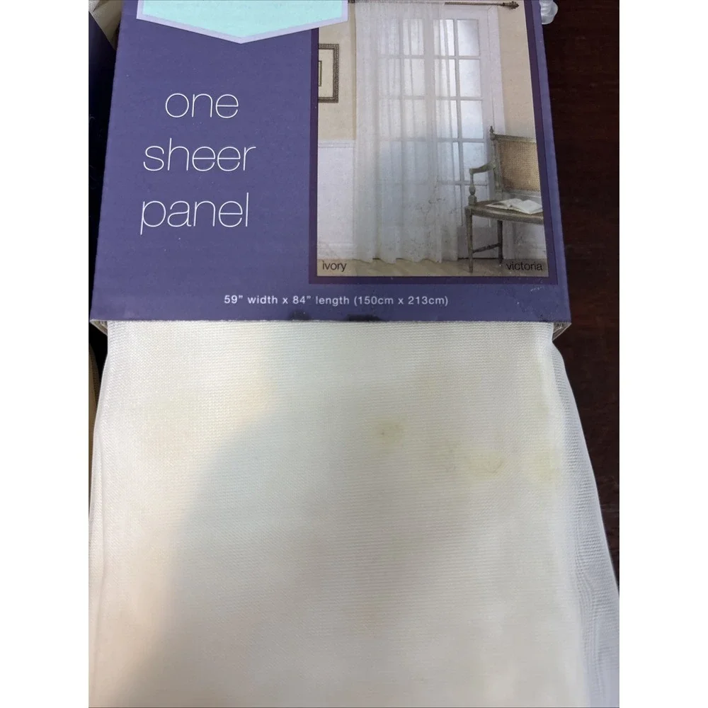 3~Ellery Homestyles Victoria Ivory Sheer Panel Curtain 59